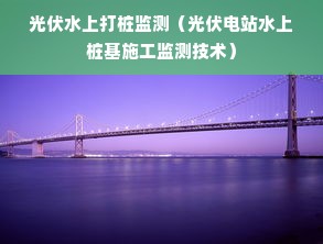 光伏水上打桩监测（光伏电站水上桩基施工监测技术）